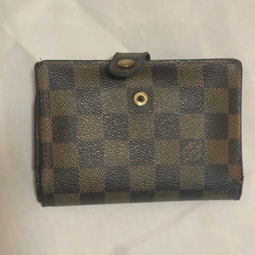 LV Port Efeuille Viennois, Damier Ebene canvas Kiss lock, snap button.5.3Lx3.5